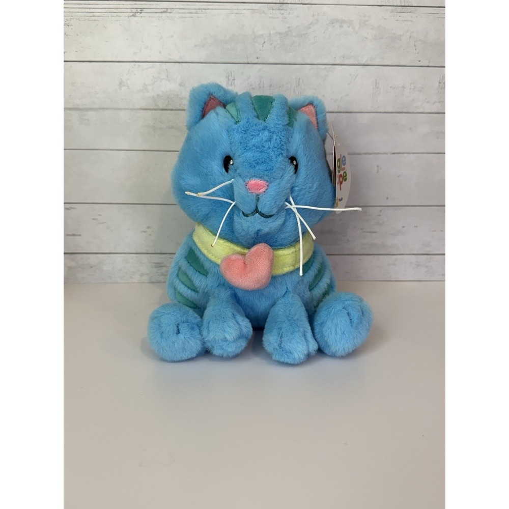Giggle Scape Blue Cat Plush 7" Stuffed Animal Heart Collar Soft Toy w/ Tags